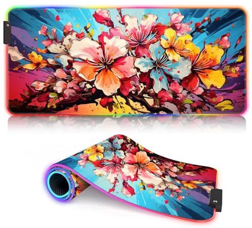 HEYCE Tappetino per tastiera e mouse Apple Blossom ROG Gaming Mouse Pad Large Size LED Extended Mouse Mat (60 x 35 x 0,3) cm Tappetino per tastiera per computer portatile tavolo da ufficio