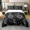 Loussiesd Sonne und Mond Bettwäsche Boho Exotisch Bettwäsche Set 135x200cm 100% Baumwolle Galaxis Astrologie Bettbezug Set für Kinder Jungen Mädchen Niedlich Konstellation Silber und Schwarz
