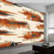 Panoramic Wallpaper Mural, 350 x 256 cm (WxH) Wall Poster Abstract Earth Tone Photo Wallpaper 3D Effect, Yellow Wallpaper Mural, Poster Decoration for Bedroom Living Room Corridor