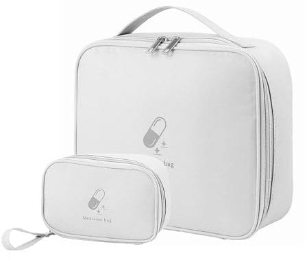 SMYJDMM Medikamententasche, 2 Stück Reiseapotheke Tasche Wasserdich, Große & Klein Medikamententasche Reise Tragbare wasserdichte Medizin Aufbewahrungstasche für Haus Büro Reisen(Grey)