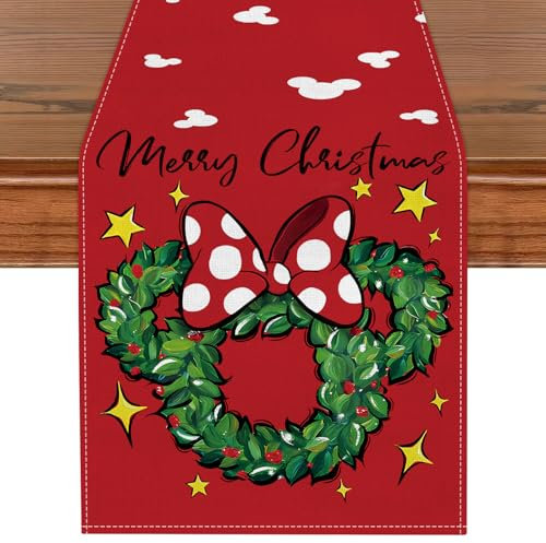 Tischläufer Weihnachten, Kaluofan 2025 Tischläufer 40x180CM, , Tischdecke Weihnachten , Weihnachts Deko, Weihnachtstischdecke Tischdekorationen Einzigartige Bogen Weihnachtsgirlande (Christmas Wreath)