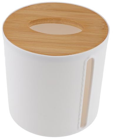 Toilet Paper Holder with Lid, Plastic Round Tissue Box, Space-Saving Tissue Box Dispenser for Kitchen, Bathroom, Office