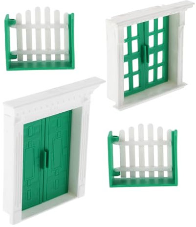 Levemolo 1juego Puertas y Ventanas para Maquetas Accesorios De Realista para Construcción De y Proyectos Puertas y Ventanas Verde y Blanca Rejas