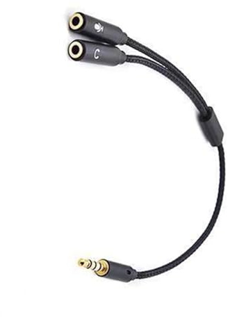 baojielai Headphone Microphone Splitter 3.5mm 2 Female to 1 Male Microphone Splitter Extension Cable Headsets Adapter Cable Braide