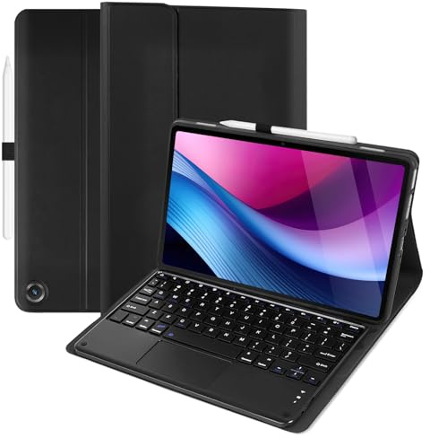 Touchpad-Tastaturhülle für Amazon Fire Max 11 11 Zoll 2023 (13. Generation), abnehmbare wiederaufladbare Tastatur mit Stifthalter und USB-C-Kabel für Tablet-Abdeckung, Schwarz
