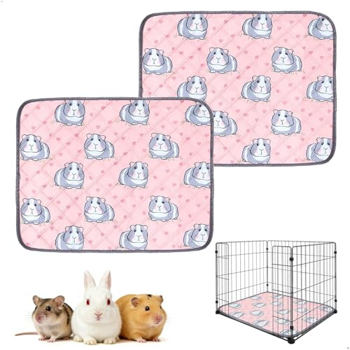 Reutilizable Cama Cobaya, 2 Piezas Forro Absorbente Lavable Cama para Conejos Rosa, Cobayas Accesorios para Cobayas, Conejos, HáMsteres, Erizos, Ardillas