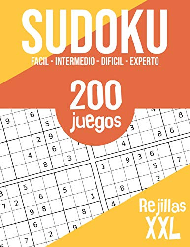 SUDOKU: 200 rompecabezas impresos en letra grande | 4 niveles de dificultad | Niños, adultos, ancianos