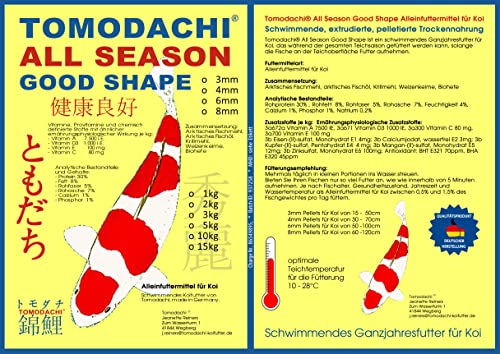Tomodachi Koi-Schwimmfutter 6mm 15kg - Schwimmendes Ganzjahres Koifutter für Koi und Teichfische mit arktischen Rohstoffen