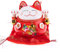 lachineuse - Chat Maneki Neko - Tirelire Porte Bonheur Japonais - Colori Rouge - Statuette Cadeau Japon - Porcelaine - Objet Déco Nippon et Asie - Chance, Fortune, Prospérité