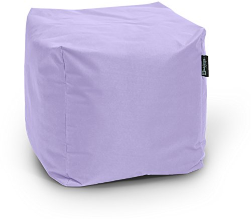 BuBiBag Sitzpouf für Outdoor Sitzsack, Fußhocker ideal für Gaming Sitzsäcke, Wetterfest, Outdoor Pouf (45x45x45cm, Flieder)