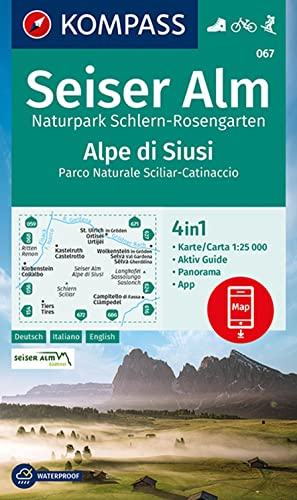 KOMPASS Wanderkarte 067 Seiser Alm, Naturpark Schlern-Rosengarten, Alpe di Siusi 1:25.000: 4in1 Wanderkarte mit Aktiv Guide und Detailkarten inklusive ... in der KOMPASS-App. Fahrradfahren. Skitouren.