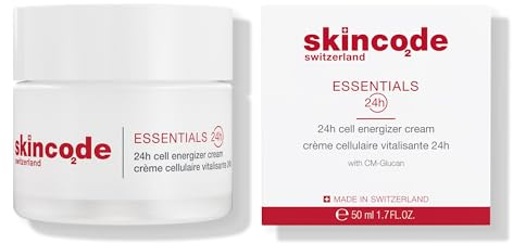 Skincode Essentials 24H Cell Energizer Cream - Anti-Aging Rich Moisturizer, Stimulates Cell Renewal with CM-Glucan, Vitamin C & E, Suitable for Sensitive Skin, (1.7 Oz / 50 mL)