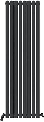 iBathUK Strata Tall Vertical Radiator, Single Oval Panel Radiators, 1600x480mm Slim Radiator, Wall Mounted for Bathroom,Kitchen,Living Room- Anthracite