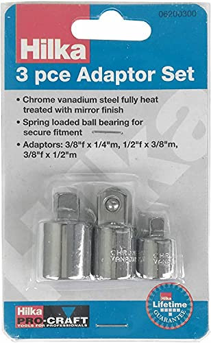 Hilka Socket Adaptor Converter Set 3 sizes 1/4 to 1/2