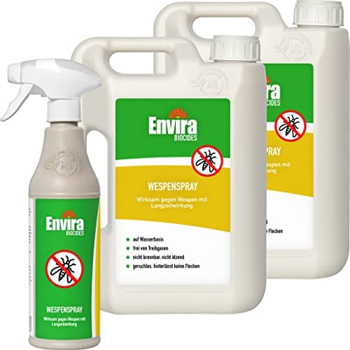 Envira Wespen Abwehrspray 500 ml + 2 x 2 Liter - Wespen vertreiben - Spray mit Langzeitwirkung gegen Wespen - Mittel gegen Wespen für Wohnung, Dachboden, Garten - Effektive Wespen-Abwehr