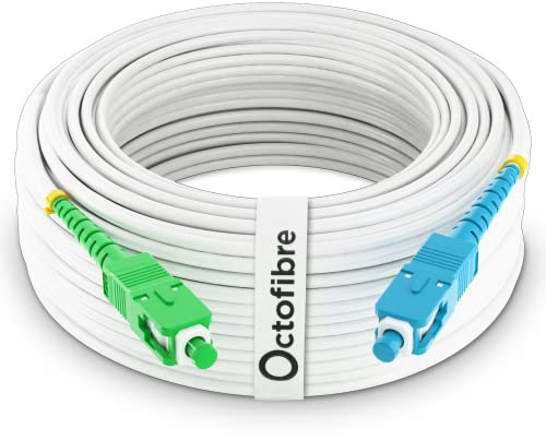 Octofibre - Câble Fibre Optique Freebox - 70m - Renforcé avec Blindage Kevlar - Rallonge/Jarretière Fibre Optique - SC APC vers SC UPC - Garantie 10 Ans