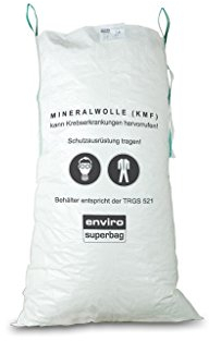 5x ASUP KMF/Mineralwoll - Entsorgungs-Sack 140 x 220 cm mit 2 Hebeschlaufen - Mini Big Bag