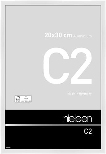 nielsen Bilderrahmen, 20 x 30 cm, Aluminium, Weiß glanz, Fotorahmen zum Auftstellen und Aufhängen im Hoch- & Querformat, Echtglas, C2