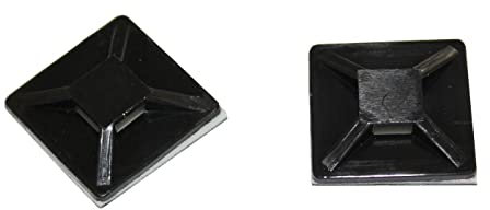 100x Enchufe adhesivo para Brida para cables 20x20mm negro Autoadhesivo