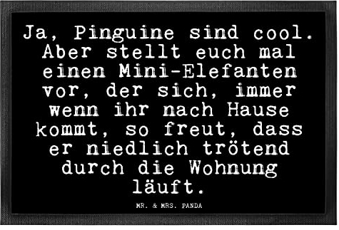 Mr. & Mrs. Panda 40 x 60 cm Fußmatte Ja, Pinguine, Elefant, Glizer Spruch Sprüche Weisheiten Zitate Lustig Weisheit Worte,