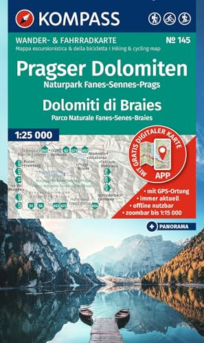 KOMPASS Wanderkarte 145 Pragser Dolomiten, Naturpark Fanes-Sennes-Prags / Dolomiti di Braies, Parco Naturale Fanes-Senes-Braies 1:25.000: Wander- und ... Panorama. Skitouren. Langlaufen. Reiten.