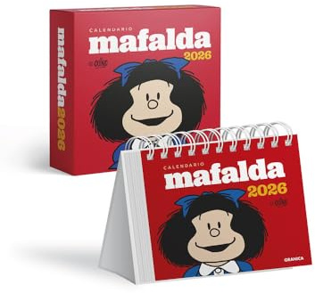 Mafalda 2026, Calendario Escritorio Rojo CON CAJA