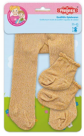 Heless 476 - Strumpfhose mit Söckchen für Puppen, gold, Größe 35 - 45 cm