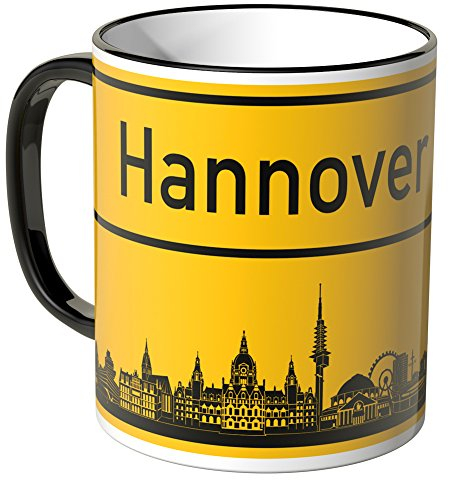 WANDKINGS® Tasse, Skyline Hannover - SCHWARZ