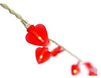 HAB & GUT -L006-R- LED Lichterkette, 40 rote transparente Herzen, Kabellänge: 5 Meter, 220V Partylicht LOVE HEARTS, Indoor Dekolicht