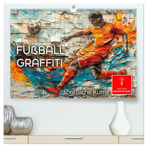 Fußball Graffiti - sportliche Kunst (hochwertiger Premium Wandkalender 2025 DIN A2 quer), Kunstdruck in Hochglanz: Leidenschaft für Sport und Kunst. (CALVENDO Sport)