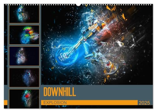 Downhill Explosion (Wandkalender 2025 DIN A2 quer), CALVENDO Monatskalender: Zwölf einzigartig farbgewaltige Bilder von Downhillbikes und ihren Fahrern (CALVENDO Sport)