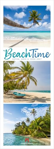 BeachTime Triplet-Kalender 2027 | Sonne, Sand & Meer | Tropischer Strand-Kalender im schlanken Hochformat (24x66 cm) | Karibik | Triplet-Fotografie