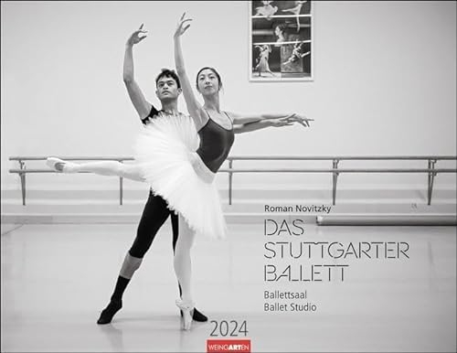 Ballettsaal - Stuttgarter Ballett Kalender 2024. Die ganze Eleganz und Kraft der Tänzer:innen in einem großen Fotokalender. Schwarzweißer Kalender für ... 44x34 cm. Querformat: Stuttgarter Ballett