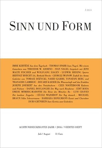 Sinn und Form 4/2016 (Sinn und Form: Beiträge zur Literatur)
