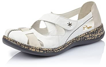 Rieker 46367, Ballerine Donna, Weiß (Weiss/Grey / 80), 36 EU