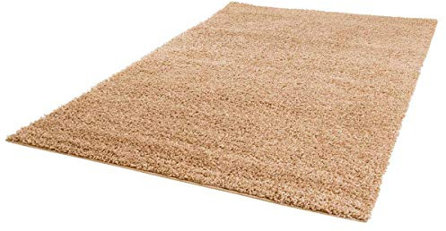 ayshaggy Shaggy Teppich Hochflor Langflor Einfarbig Uni Beige Weich Flauschig Wohnzimmer, Größe: Läufer 80 x 150 cm