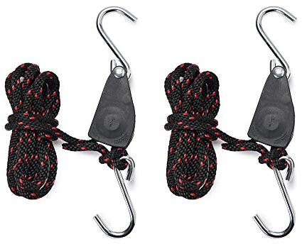Hyindoor Seil Ratsche Rope Ratchet mit Haken für Pflanzenlampe(1/4-Zoll,1 Paar)