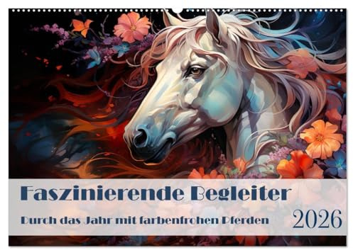Faszinierende Begleiter (Wandkalender 2026 DIN A2 quer), CALVENDO Monatskalender: Durch das Jahr mit farbenfrohen Pferden (CALVENDO Tiere)