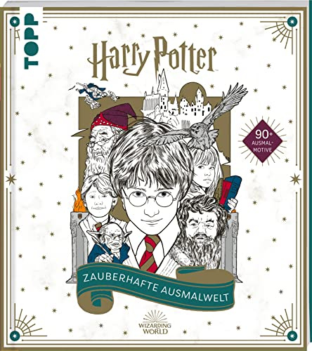 Harry Potter - Zauberhafte Ausmalwelt: Das offizielle Ausmalbuch. Cover mit Gold-Highlights und metallische Effekten im Innenteil