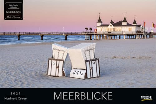 Meerblicke - Nord- und Ostsee 2027: Großer Foto-Wandkalender von der Küste und dem Meer in Deutschland. Edler schwarzer Hintergrund. PhotoArt Panorama Querformat: 58x39 cm.