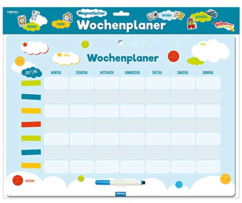 Trötsch Magnetischer Wochenplaner: Magnettafel mit Stift und Magneten: Schreib und wisch weg SWW