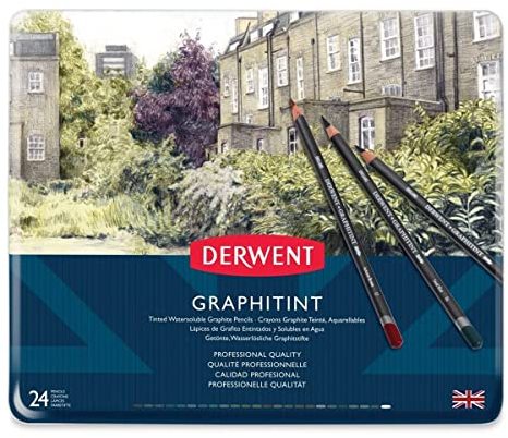 Derwent Graphitint Tinted Graphite Drawing Pencils, Getönte Graphit-Zeichenstifte, 24er-Set, Wasserlöslich, Professionelle Qualität, 0700803
