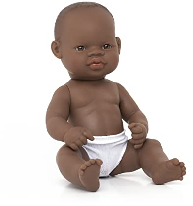 Miniland Babypuppe afrikanischer Junge, 32 cm, Anatomisch Korrekt