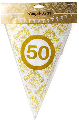 Schmidt Wimpelkette 50 Goldhochzeit Ornamente, ca. 10 Meter