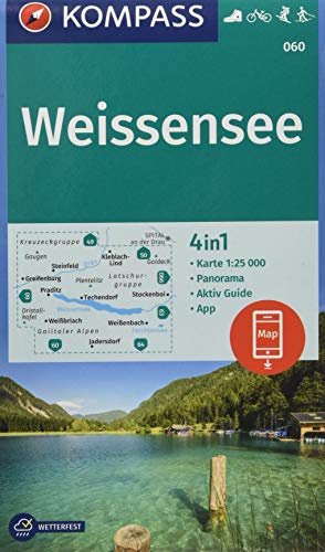 KOMPASS Wanderkarte Weißensee: 4in1 Wanderkarte 1:25000 mit Panorama und Aktiv Guide inklusive Karte zur offline Verwendung in der KOMPASS-App. ... Langlaufen. (KOMPASS-Wanderkarten, Band 60)