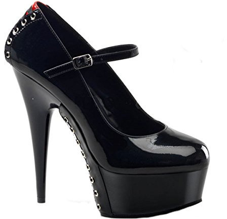 Higher Heels PleaserUSA Gogo Delight-687FH Lack schwarz/rot Gr.44