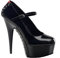 Higher Heels PleaserUSA Gogo Delight-687FH Lack schwarz/rot Gr.44