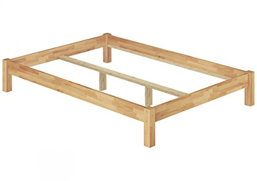 Erst-Holz Doppelbett Futonbett Überlänge 140x220 Buche-Bettgestell massiv ohne Zubehör 60.84-14-220 oR
