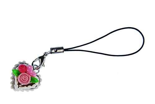 Miniblings Lebkuchenherz Handyanhänger Handyschmuck Kuchen Torte Rosen Herz- Handmade Modeschmuck I Anhänger Handyschmuck Schlüsselanhänger
