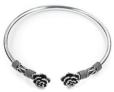 Drachensilber Armreif Rosen Armschmuck 925 Silber massiv Gothik Schmuck Rose Damen